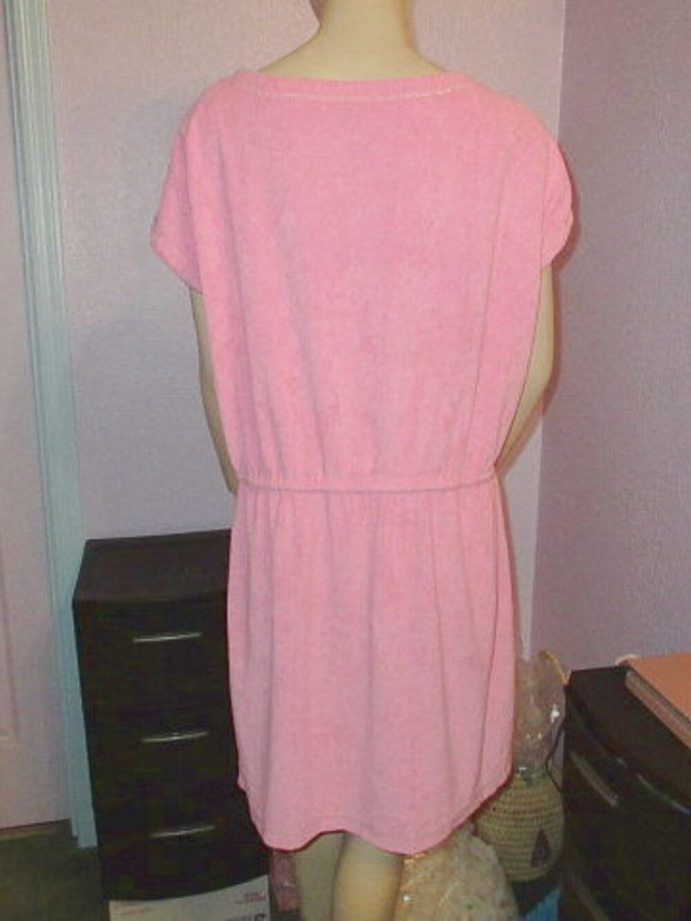 Boston Proper Terry Cloth Dress Size XL Boatneck Pink Beach Resort Casual Active - Picture 6 of 9